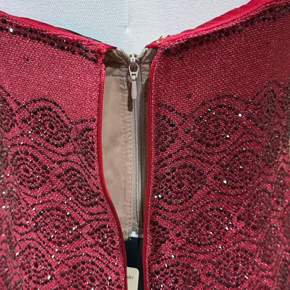 St. John Couture Rare Strapless Crystal Gown Dark Ruby Size 8 NWT - Picture 10 of 16